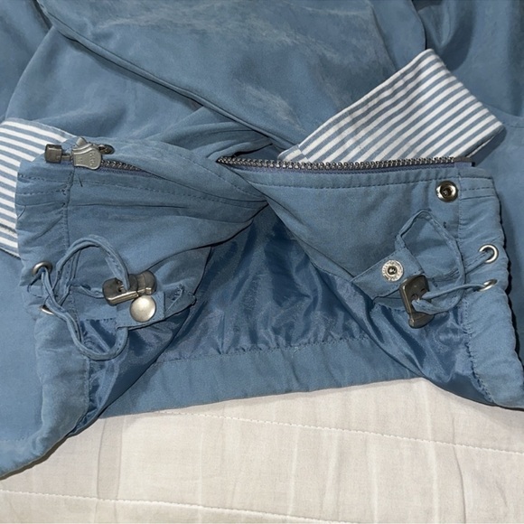 madison XL Vintage Light Blue White Hooded Rain Utility Jacket - Picture 12 of 16